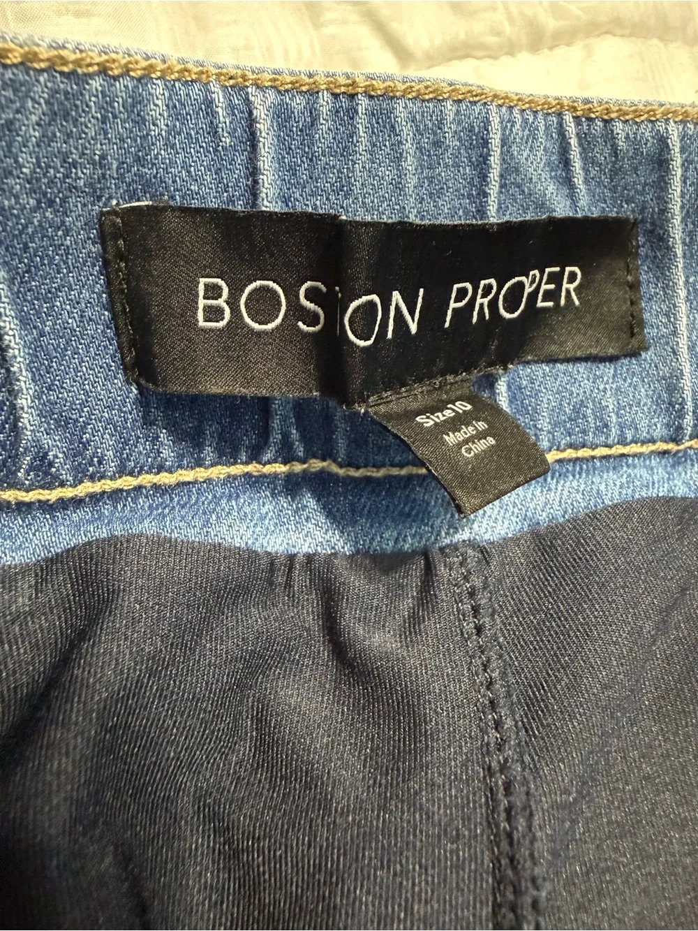Boston Proper Medium Blue Denim A-Line Skort with Elastic Waist